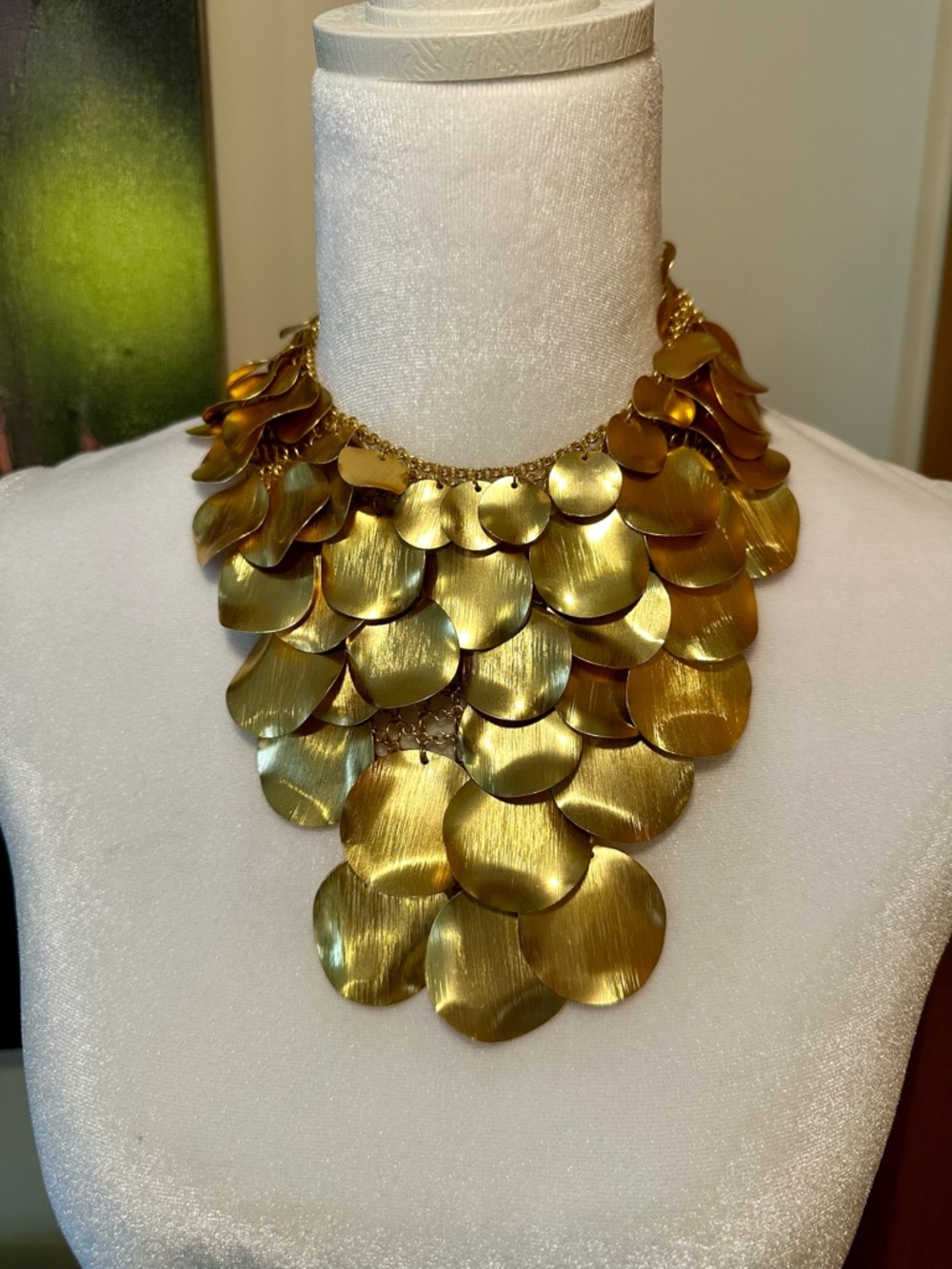 Zara Gold Layered Disc Statement Necklace